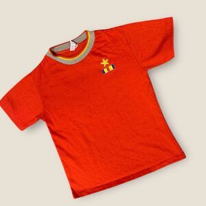 Vintage 70s TOGA-LONGS Kids 6/7 Red Ringer Tee Star Patch Kodel USA